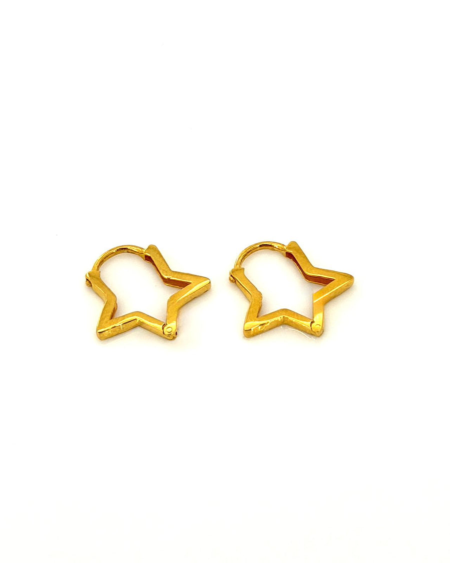 18K STAR SHAPED HOOPS