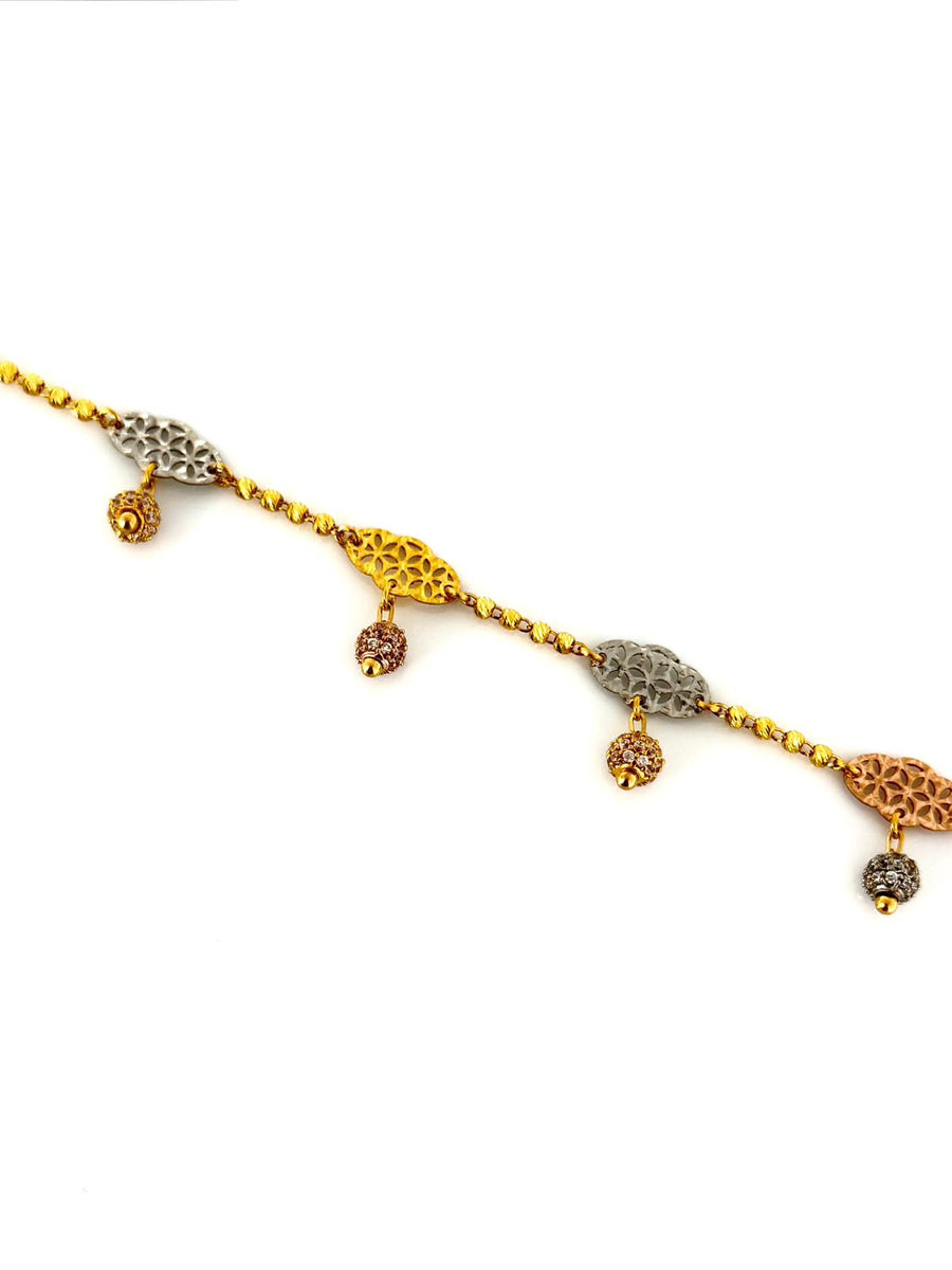 Three-tone 22K Gold Bracelet