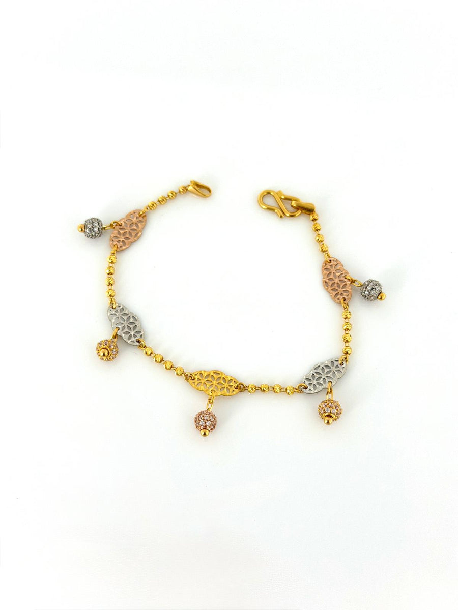 Three-tone 22K Gold Bracelet