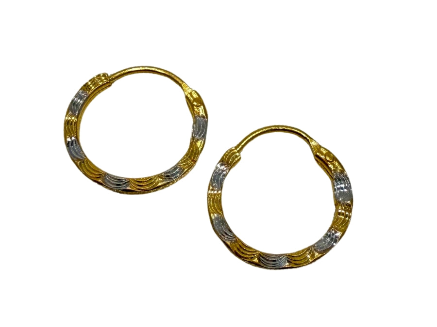 22K Gold hoops comes with two-tone