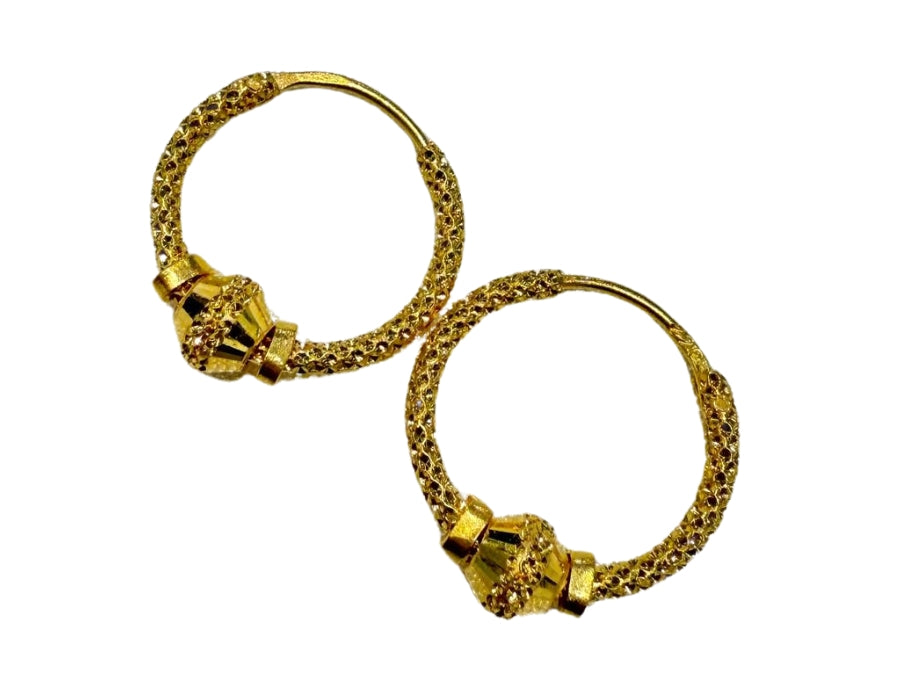 Evergreen 22K gold hoops.  Perfect for everyday wear