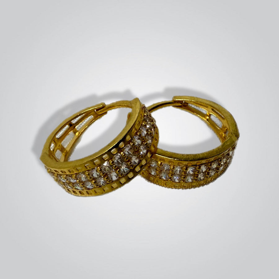 22K Gold hoops with Cubic zirconia