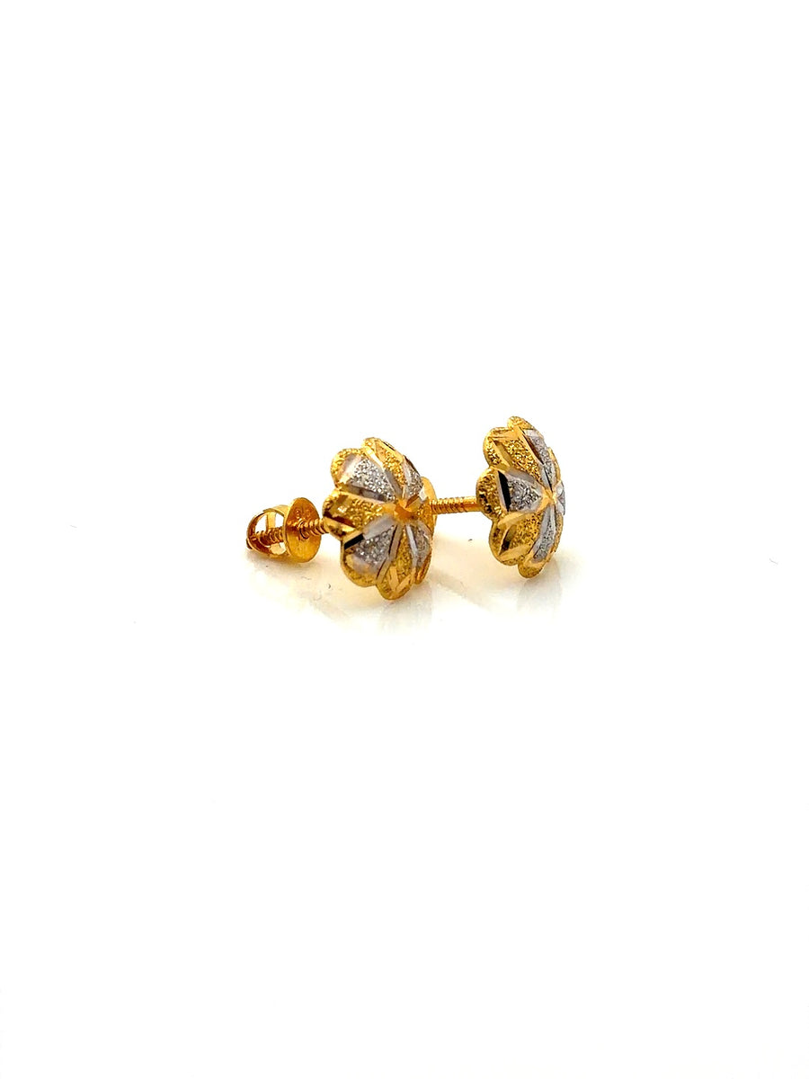 22K Flower Design Gold Studs BEC005