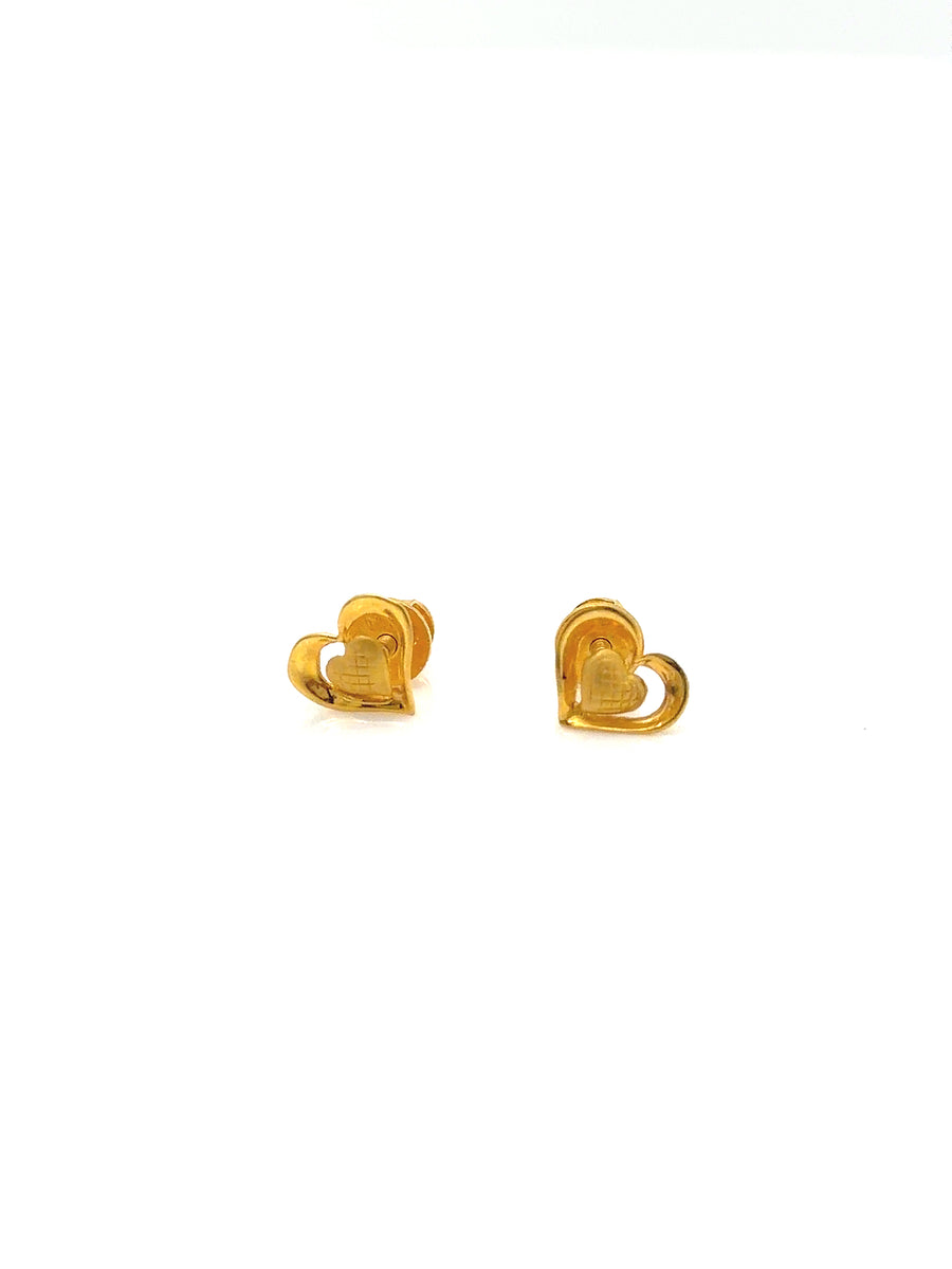 22K Gold Heart Shaped Earrings