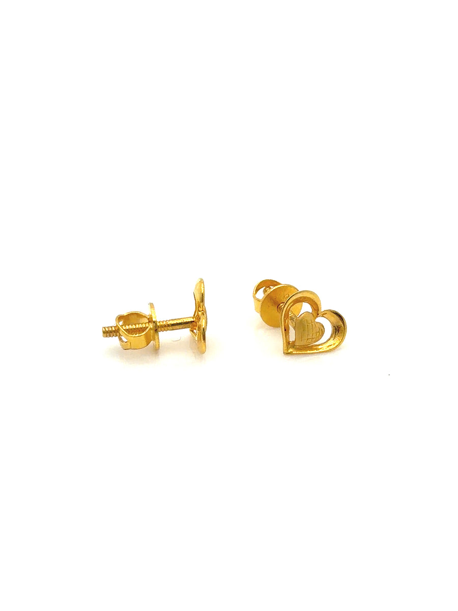 22K Gold Heart Shaped Earrings