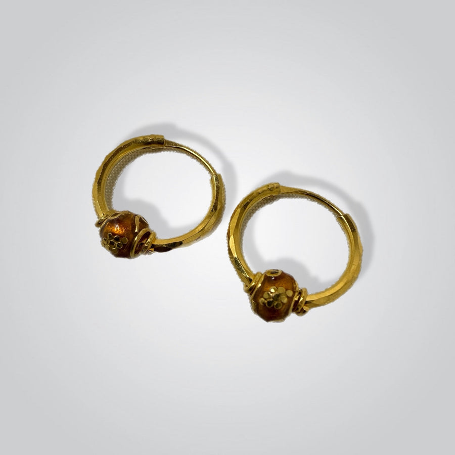 22K Gold Hoops with Enamel Paint