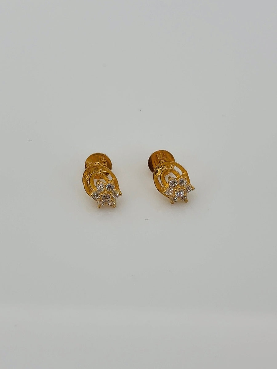 22K Gold Studs with Cubic Zirconia BEC007