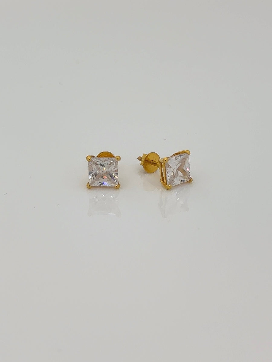 22K Square Shaped Gold Unisex Studs BEC001