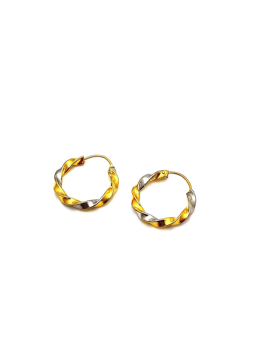 22K Twisted Gold Hoop Earrings HRJ004