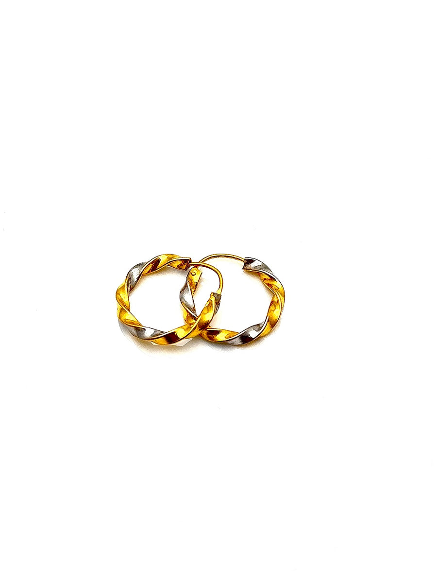 22K Twisted Gold Hoop Earrings HRJ004