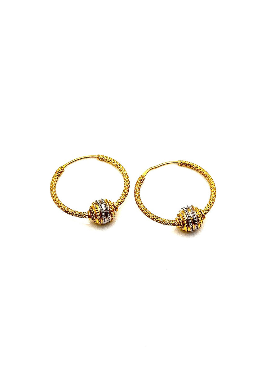 22K Two-tone Hoop Earrings HRJ001