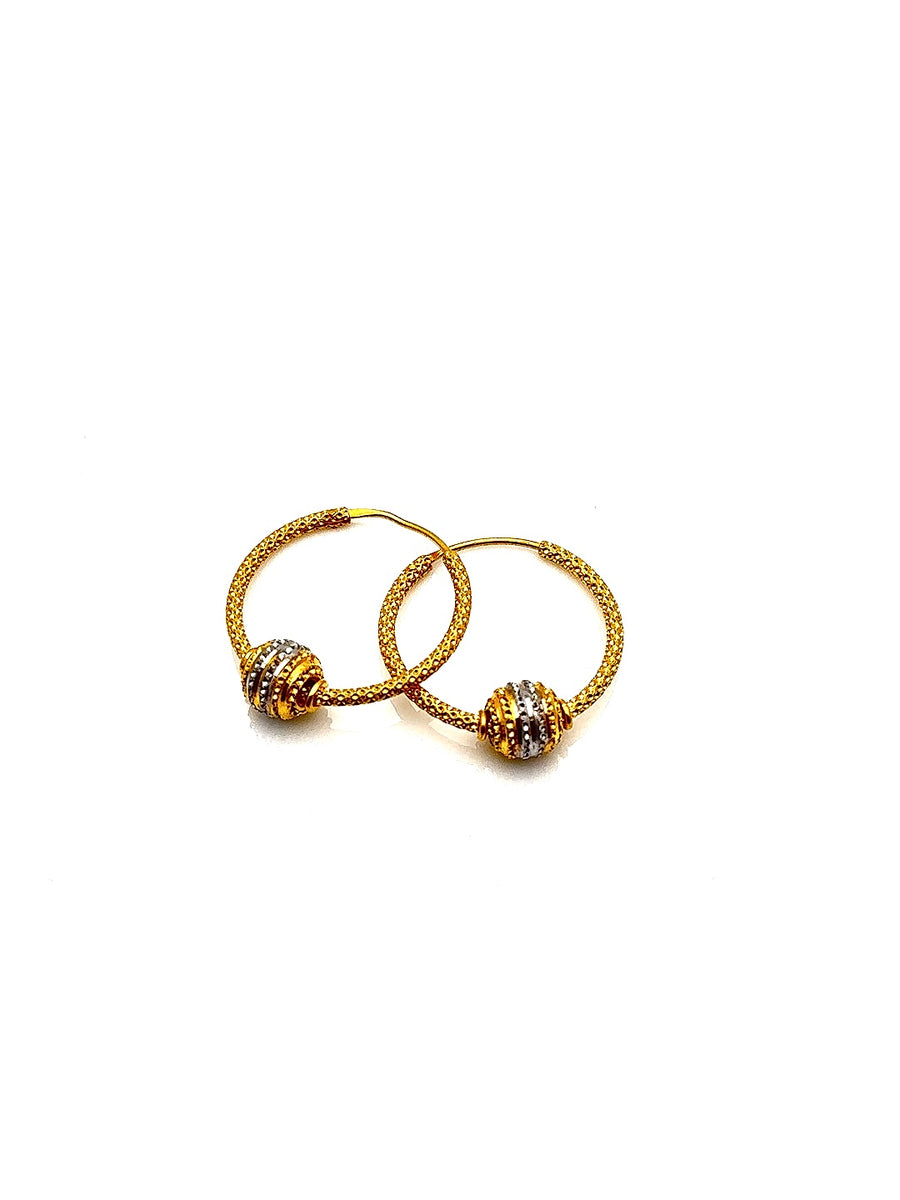 22K Two-tone Hoop Earrings HRJ001