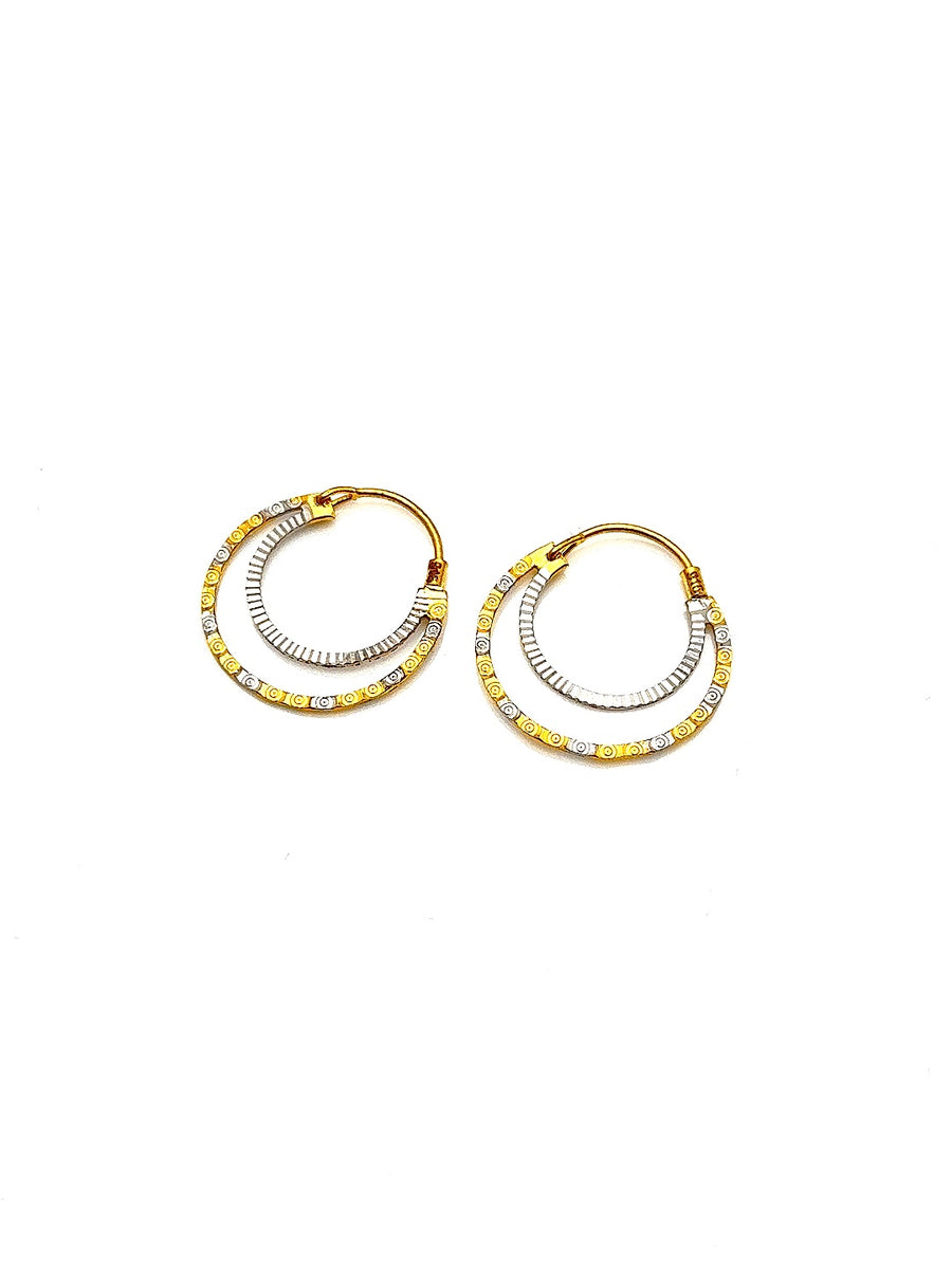 22K Double-tone Hoop Earrings HRJ005