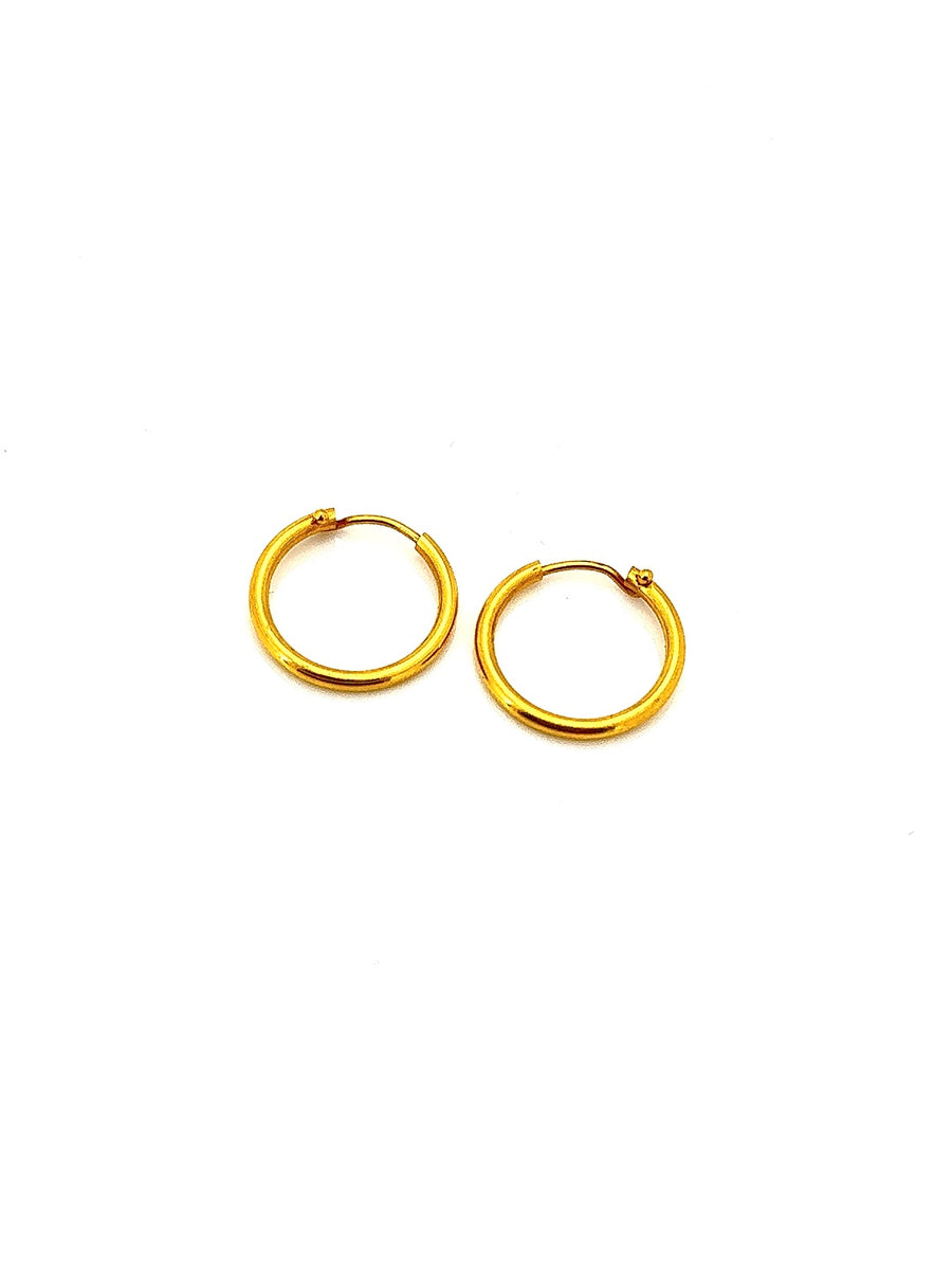 22K Plain Gold Hoops HRJ002