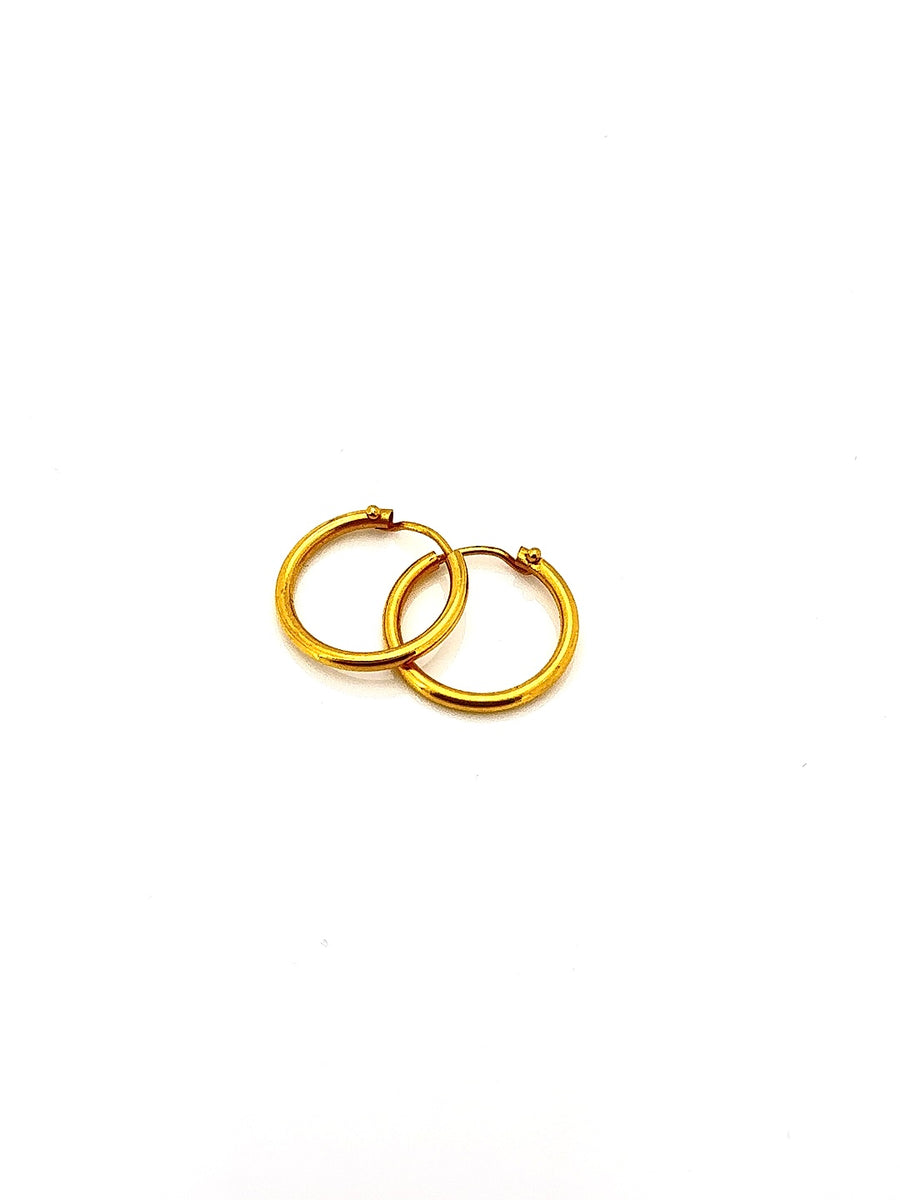 22K Plain Gold Hoops HRJ002