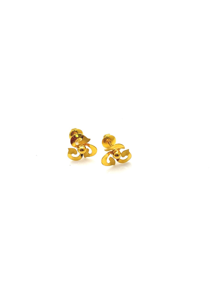 22K Flower Design Gold Studs BEC005