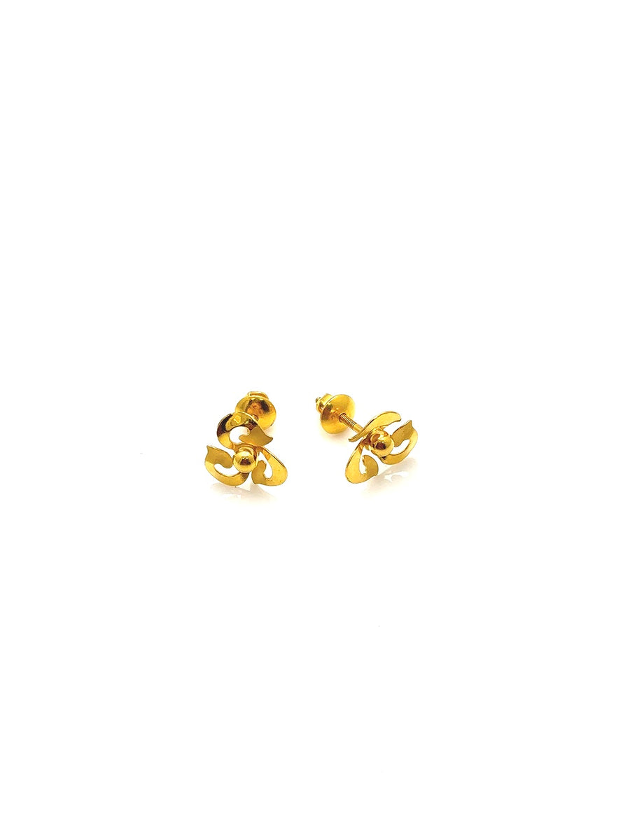 22K Flower Design Gold Studs BEC005