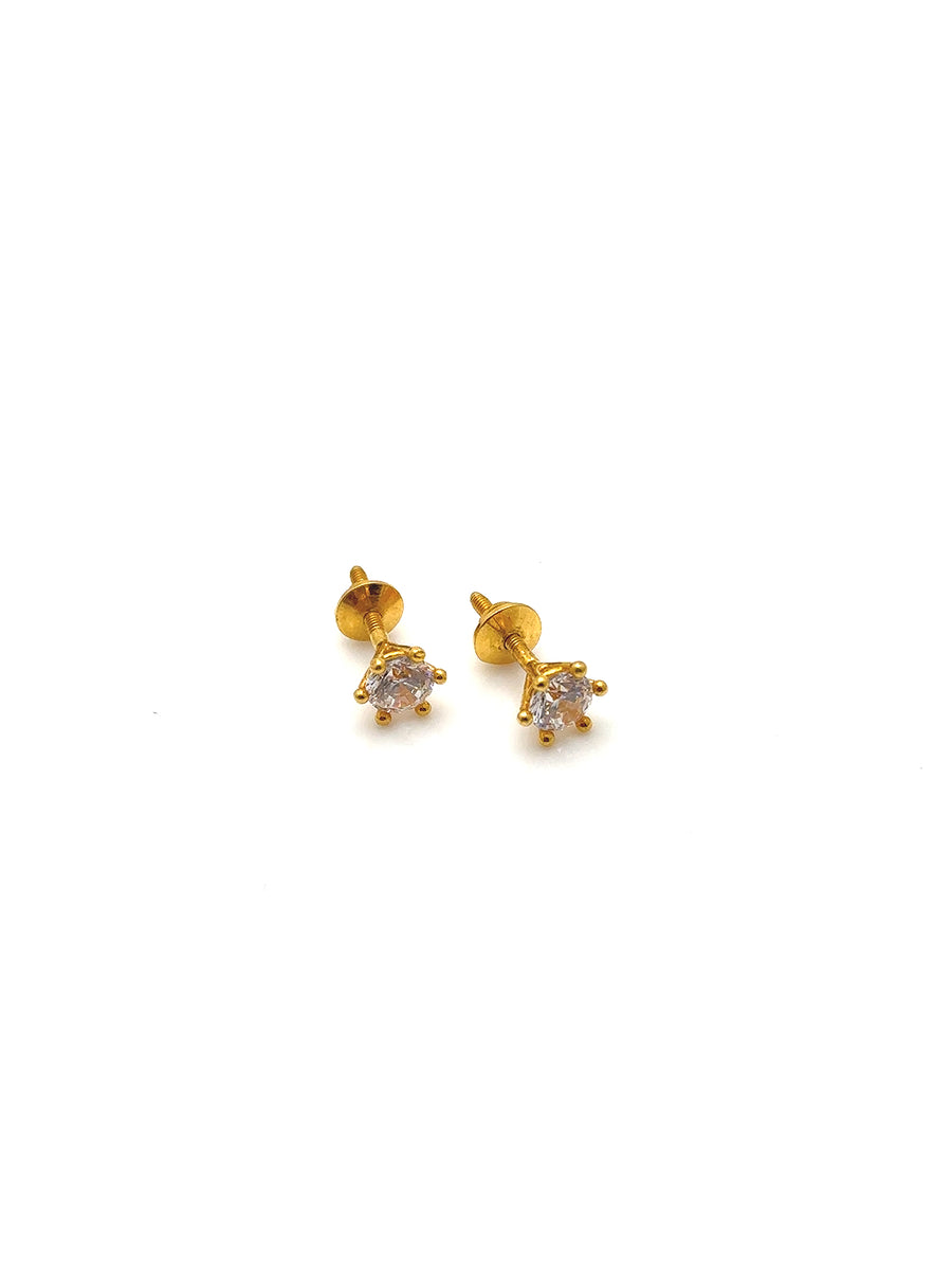 22K Round Shaped Gold Unisex Studs BEC002