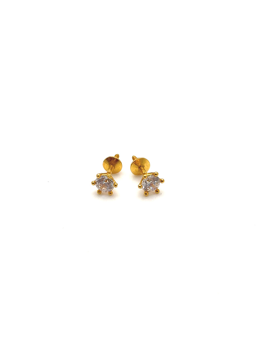 22K Round Shaped Gold Unisex Studs BEC002