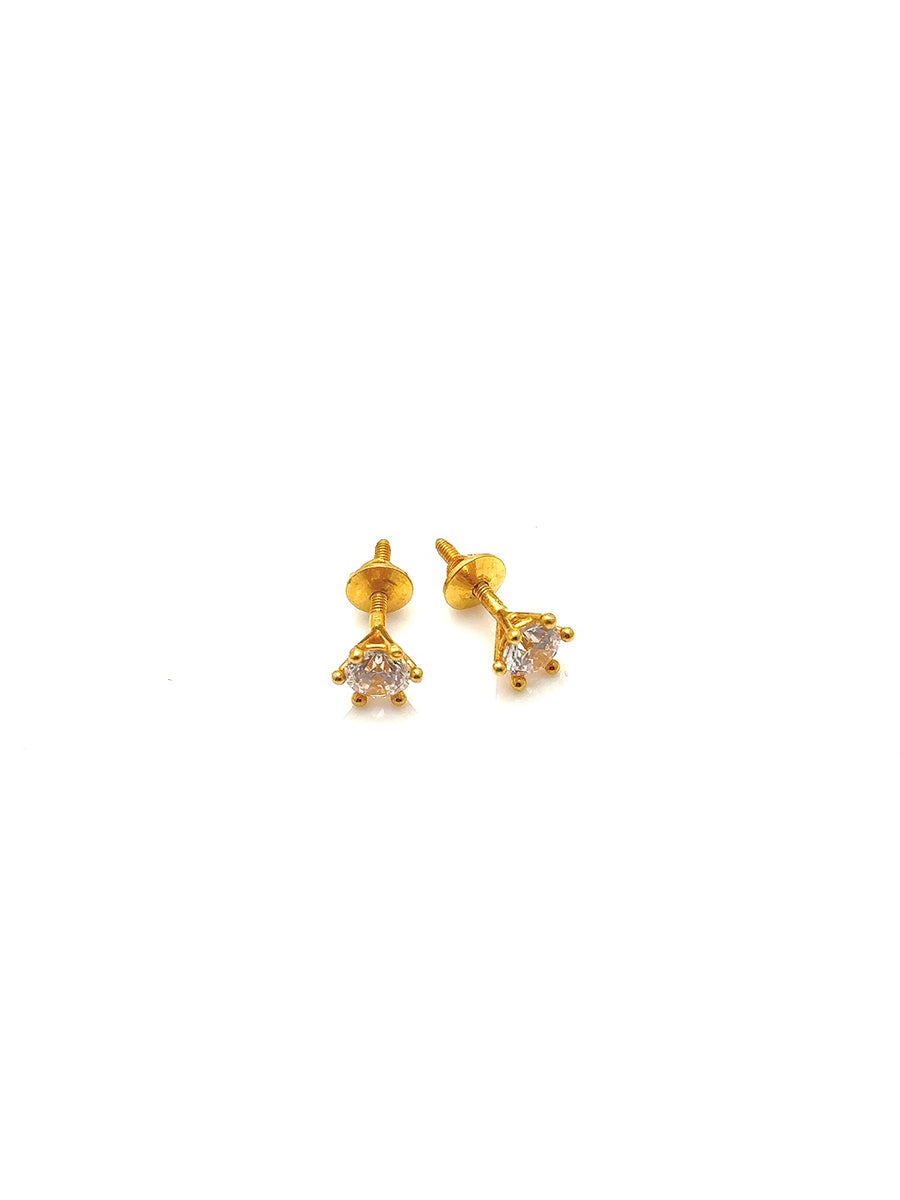 22K Round Shaped Gold Unisex Studs BEC002