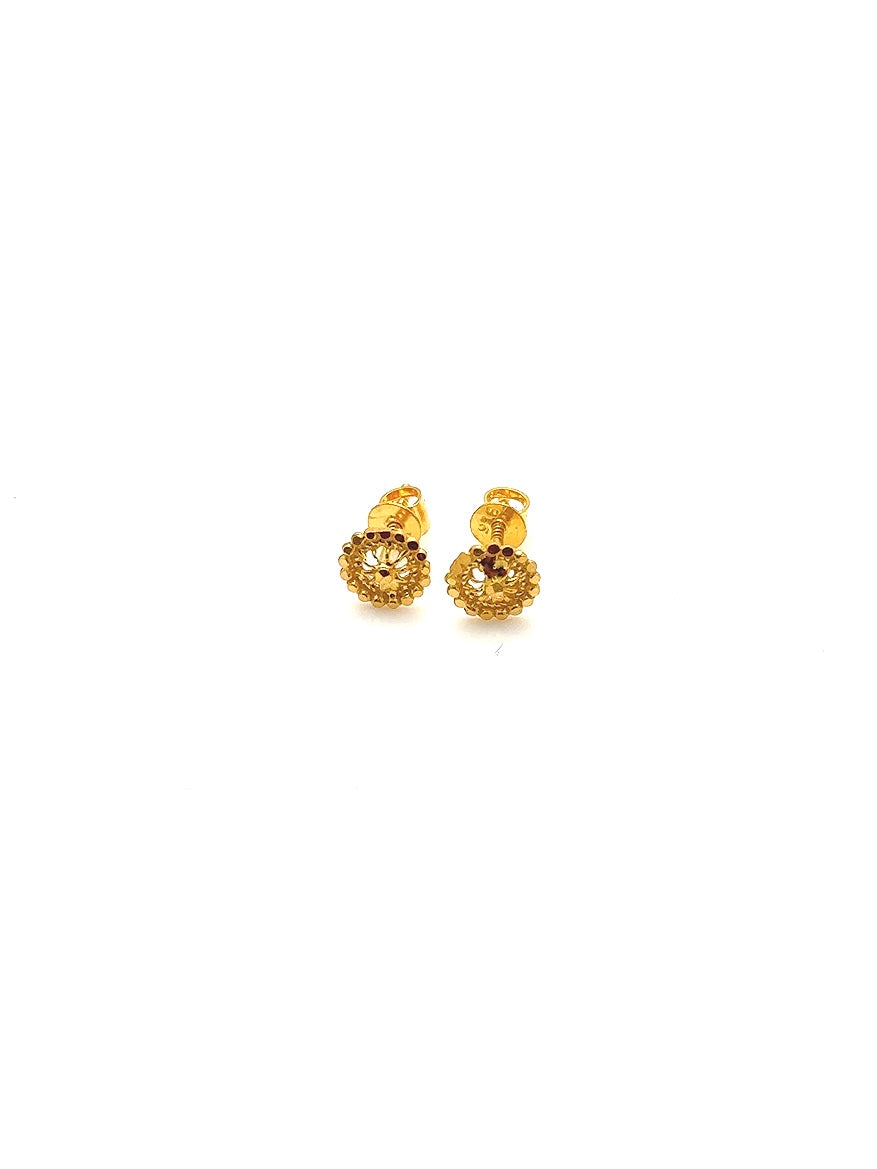 22K Round Gold Studs BEC008