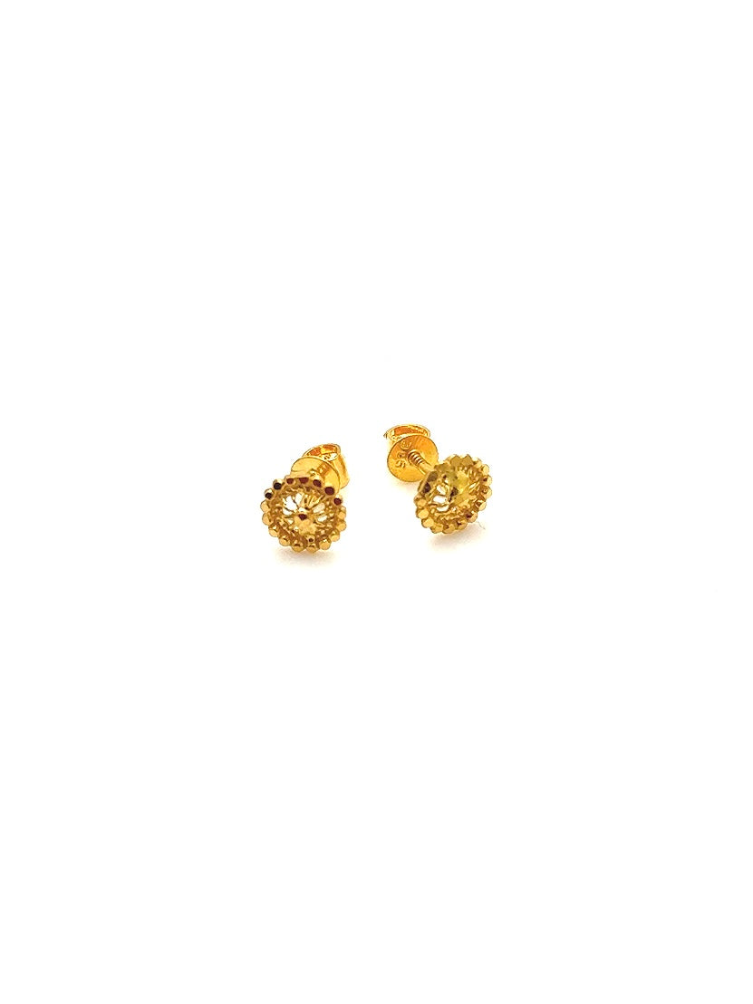 22K Round Gold Studs BEC008