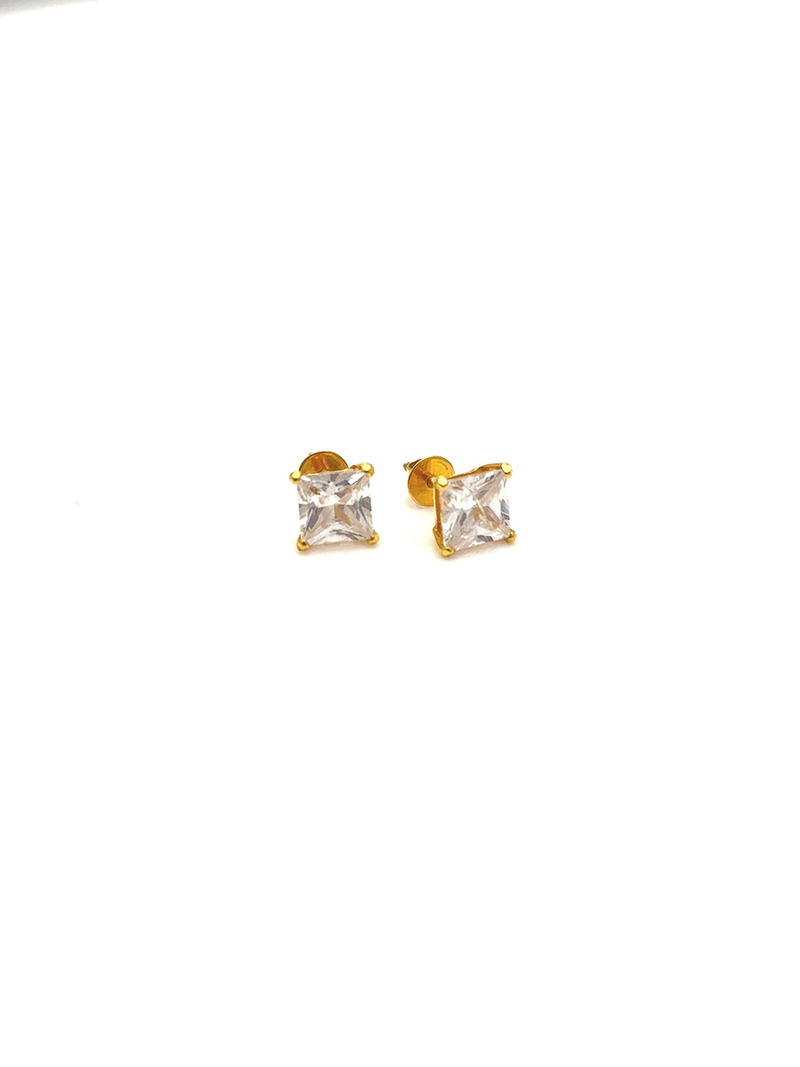 22K Square Shaped Gold Unisex Studs BEC001