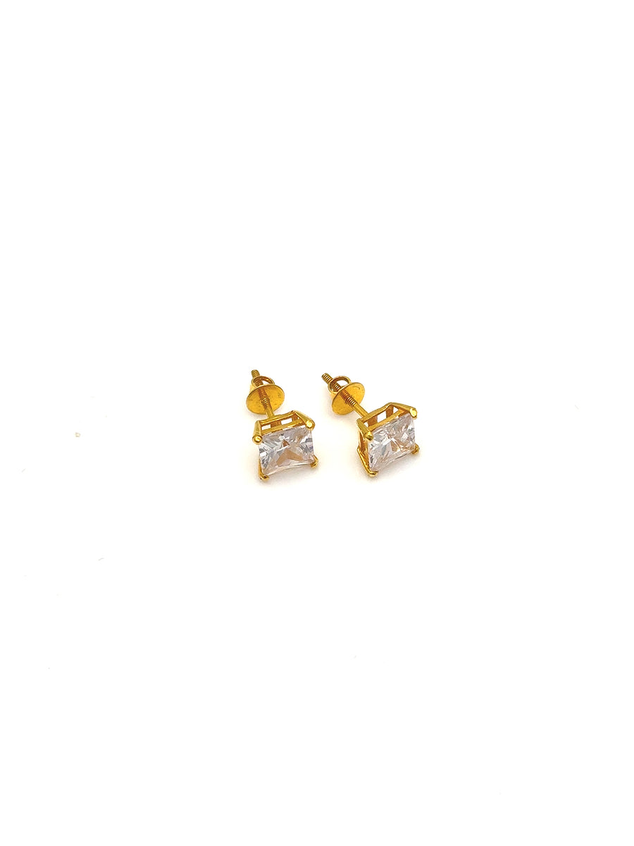 22K Square Shaped Gold Unisex Studs BEC001