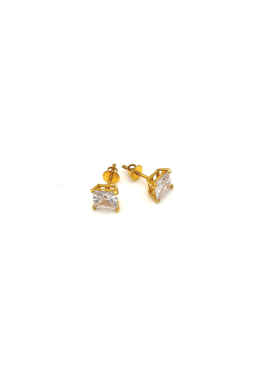 22K Square Shaped Gold Unisex Studs BEC001