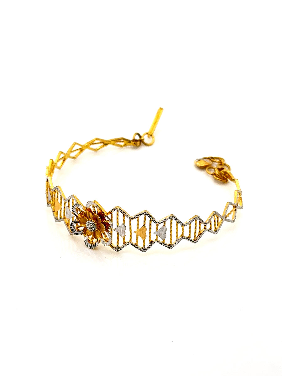 Two-Tone 22K Gold Bangle Bracelet
