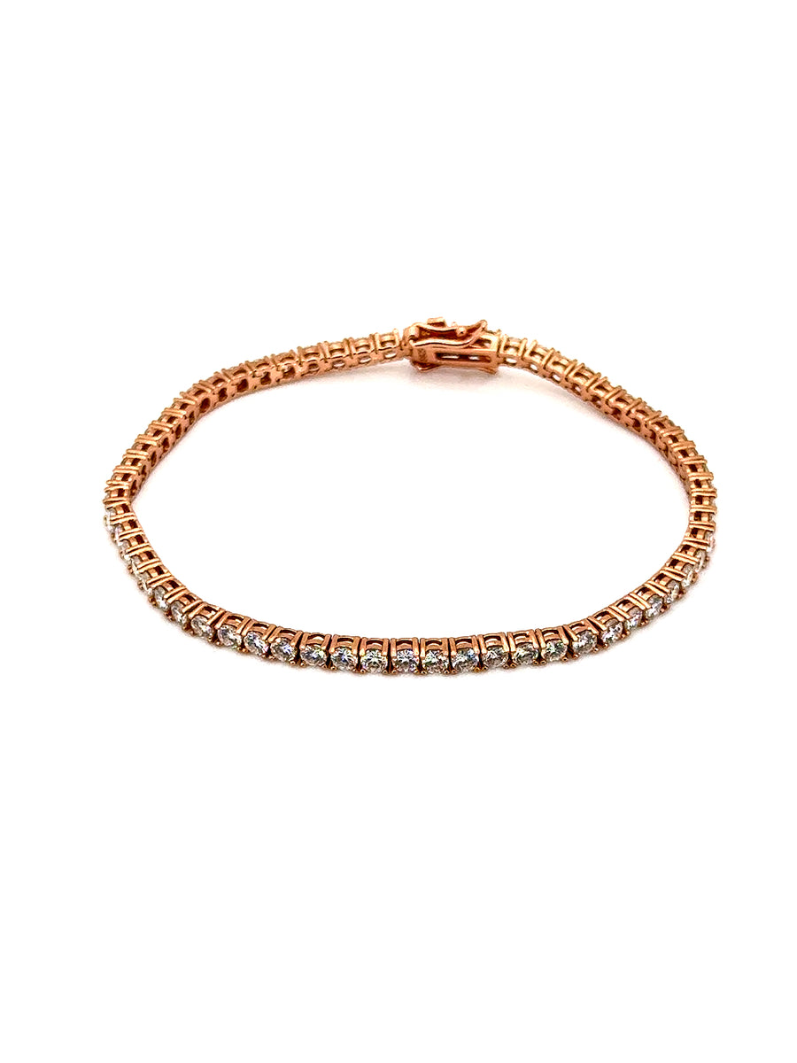 Rose Gold Plated Silver Moissanite Tennis Bracelet 
