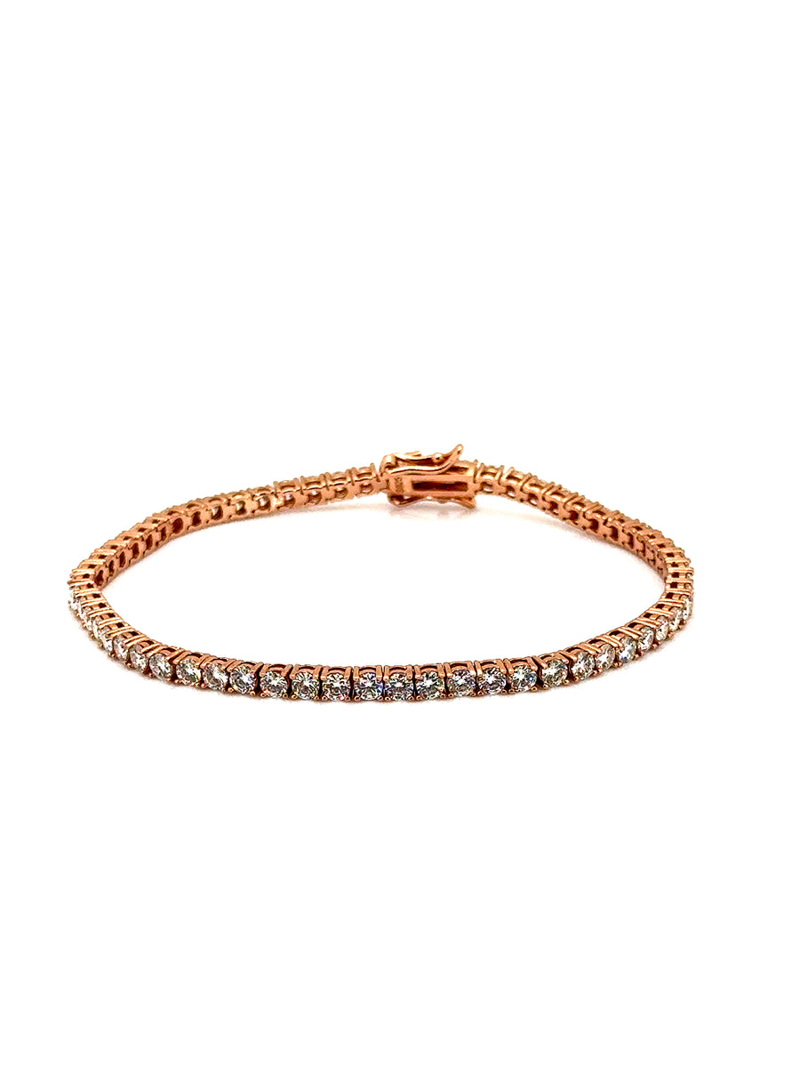 Rose Gold Plated Silver Moissanite Tennis Bracelet 