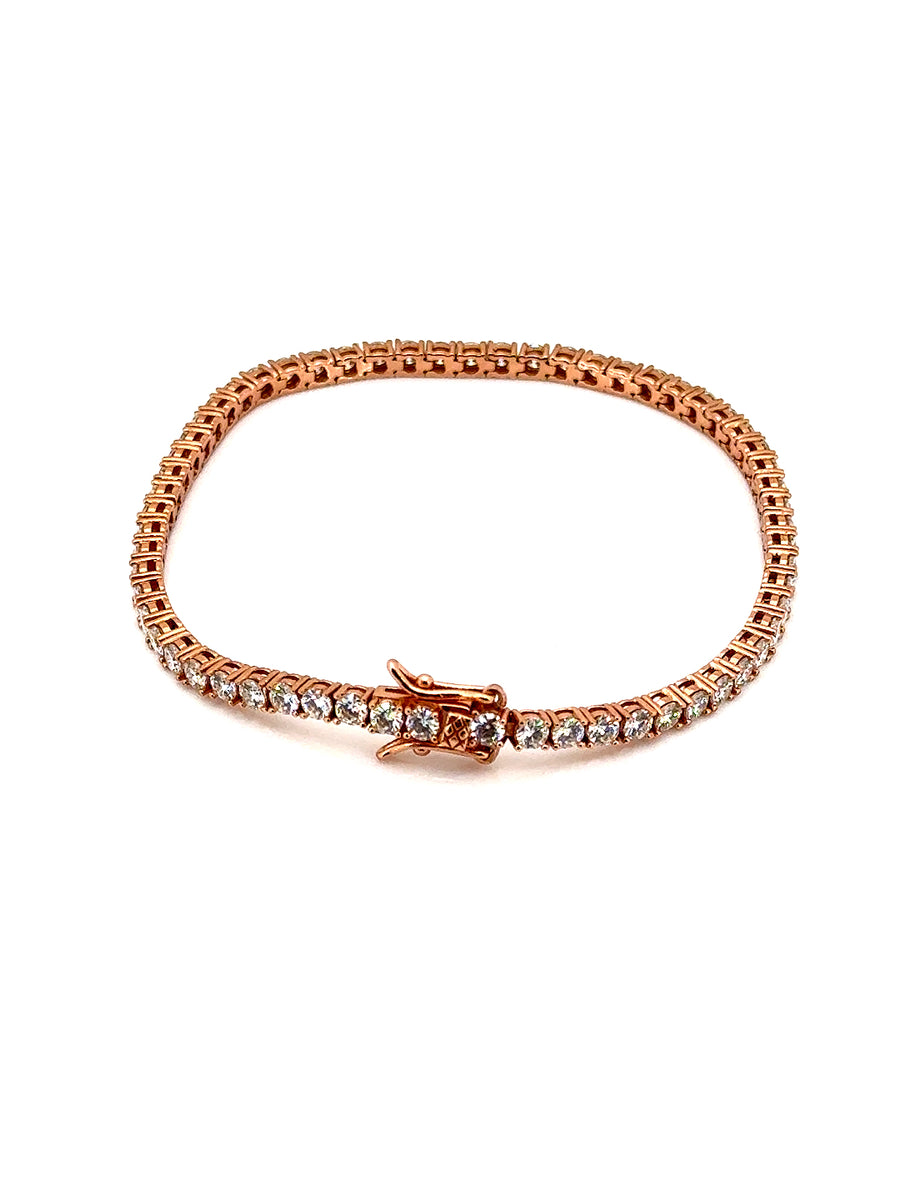 Rose Gold Plated Silver Moissanite Tennis Bracelet 