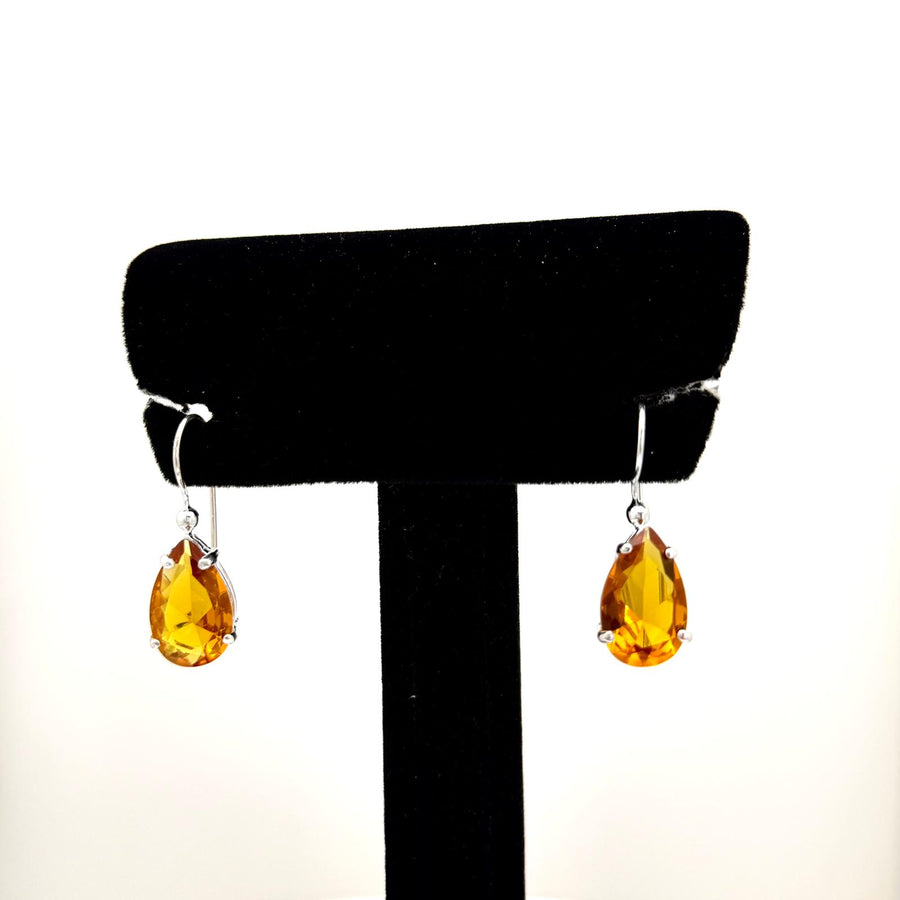 Silver earrings with pear shape stone