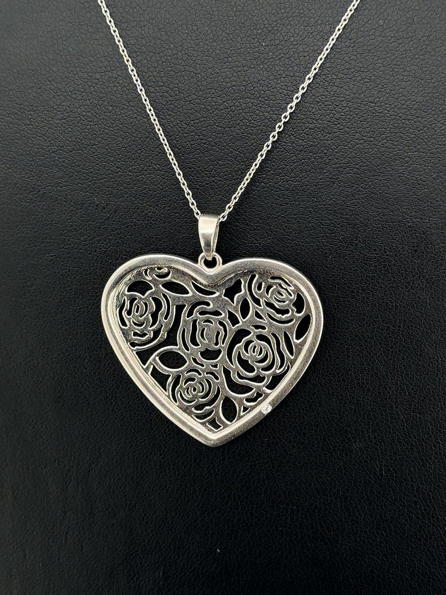 Silver heart pendant with chain