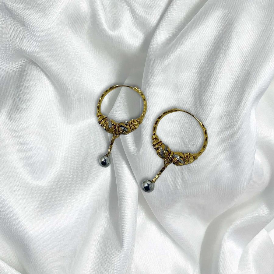 22K Gold Hoop Earrings with two-tone