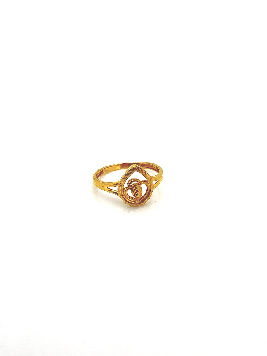 22K Gold Ring Inverted Leaf Design RC005