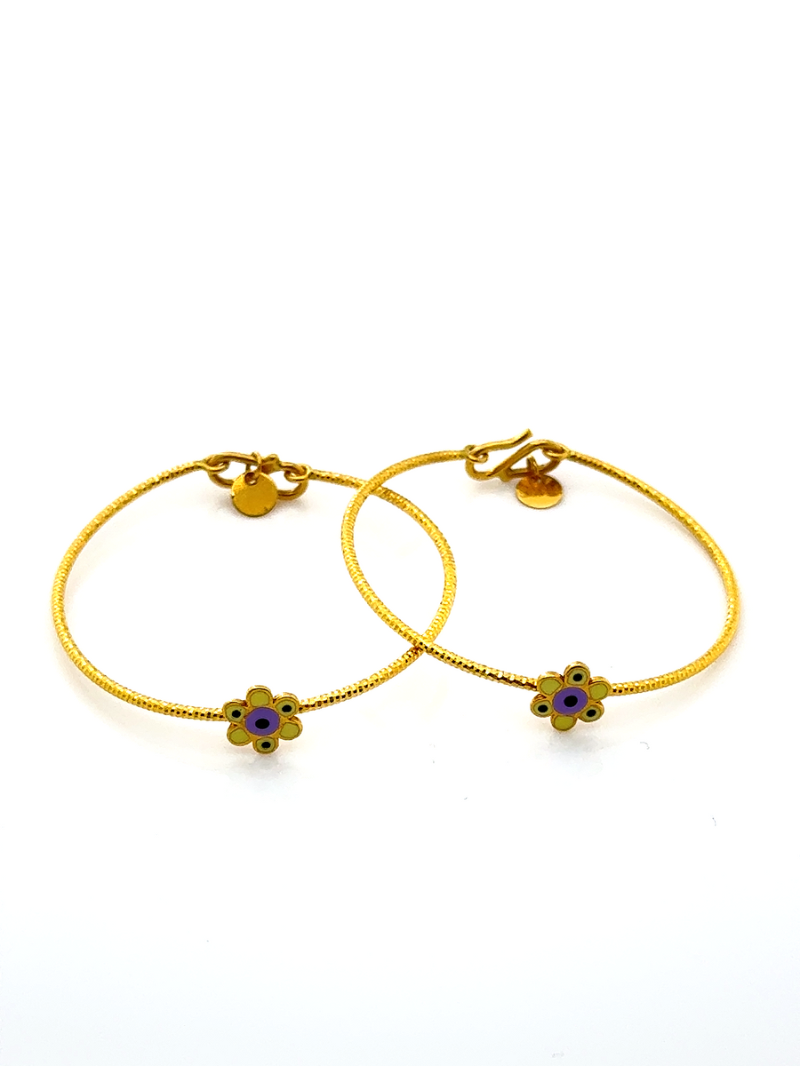 Light Weight 22K Gold Flower pair Baby bangles