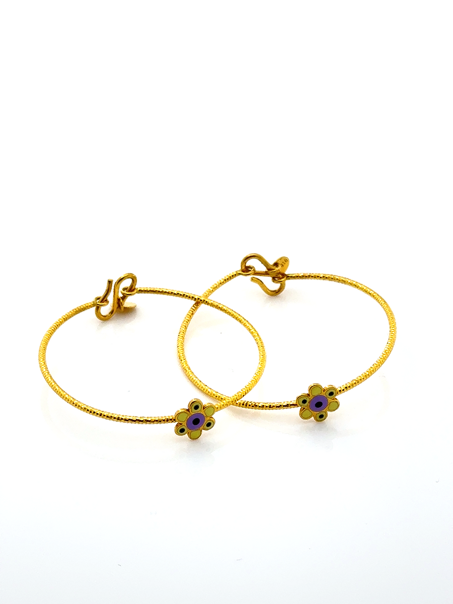 Light Weight 22K Gold Flower pair Baby bangles