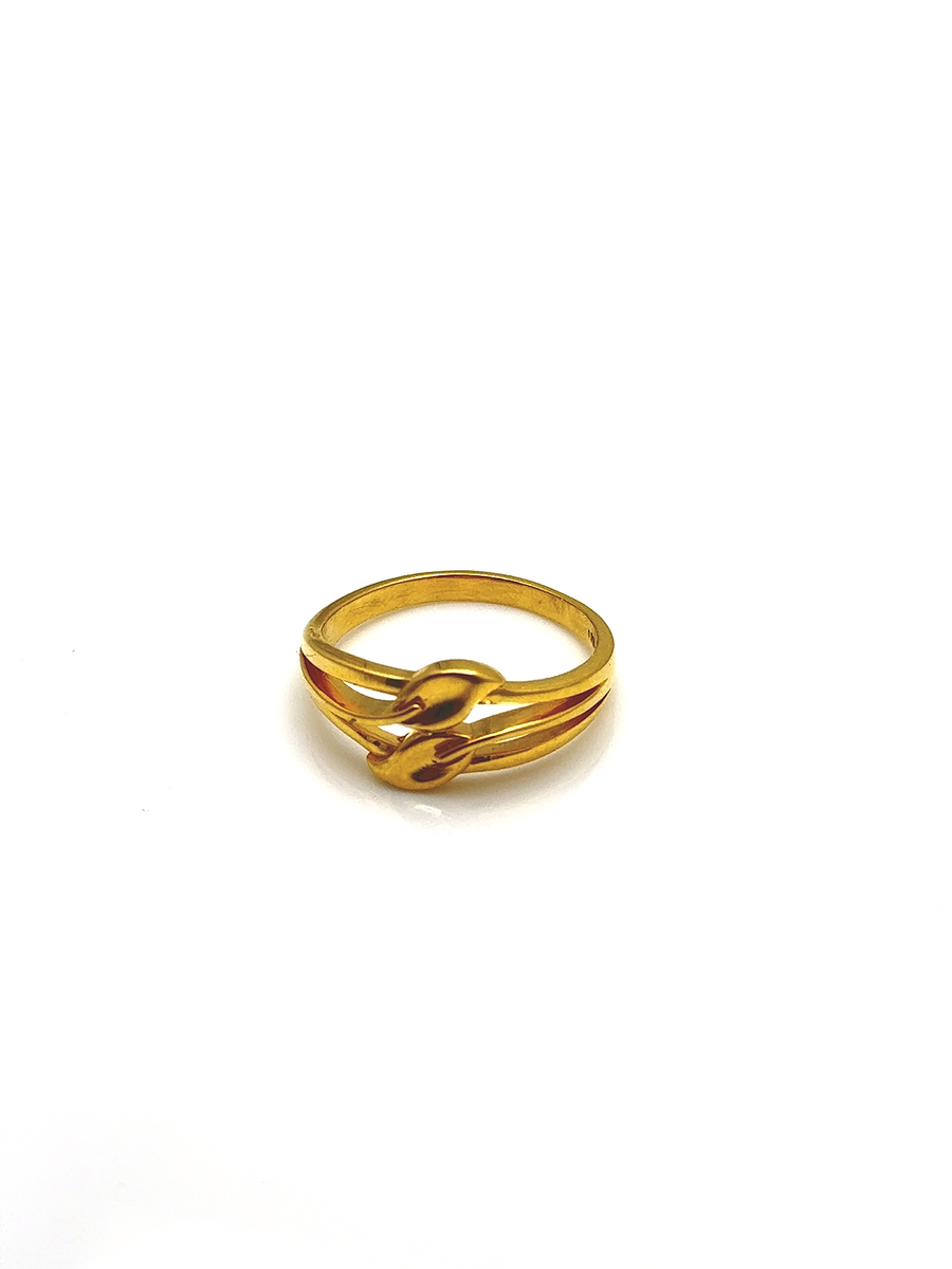 22K Gold Ring Two Leafs Design RC002