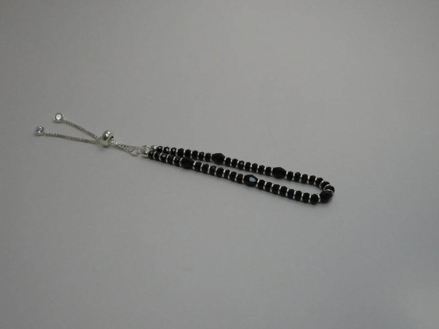 Adjustable black beads bracelet W8
