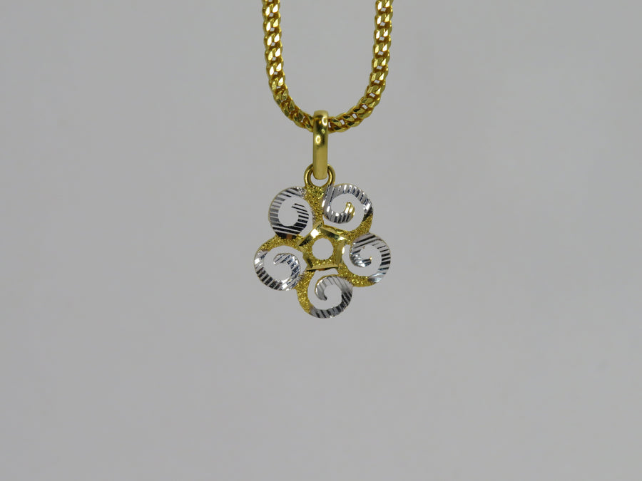 Two-Tone Gold Floral Pendant W18